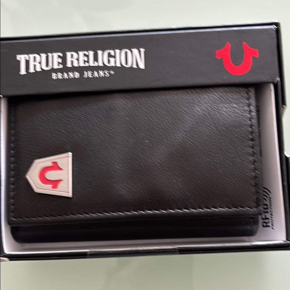 True Religion Black  wallet/card holder frid protection